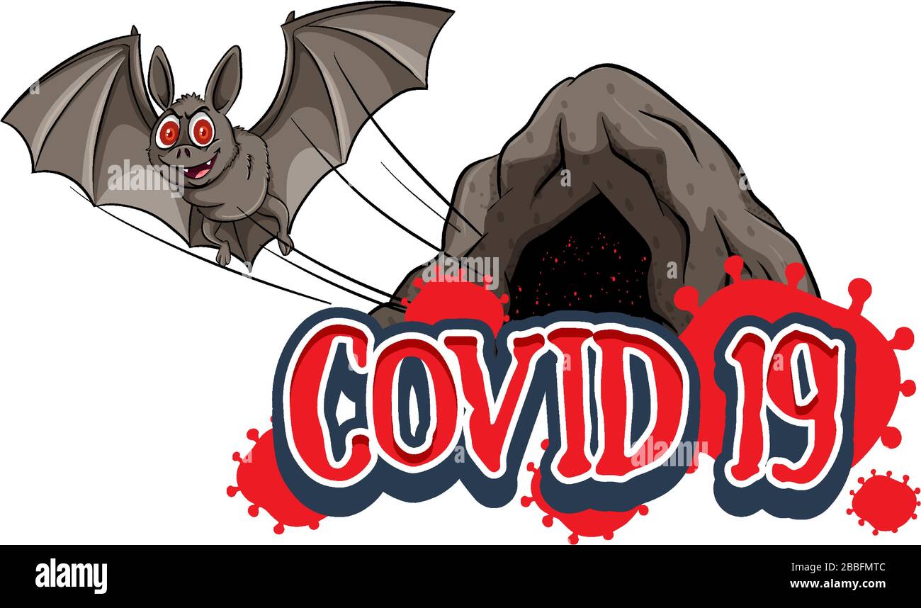 Posterdesign für Coronavirus mit Fledermausfliegern aus der Höhlendarstellung Stock Vektor