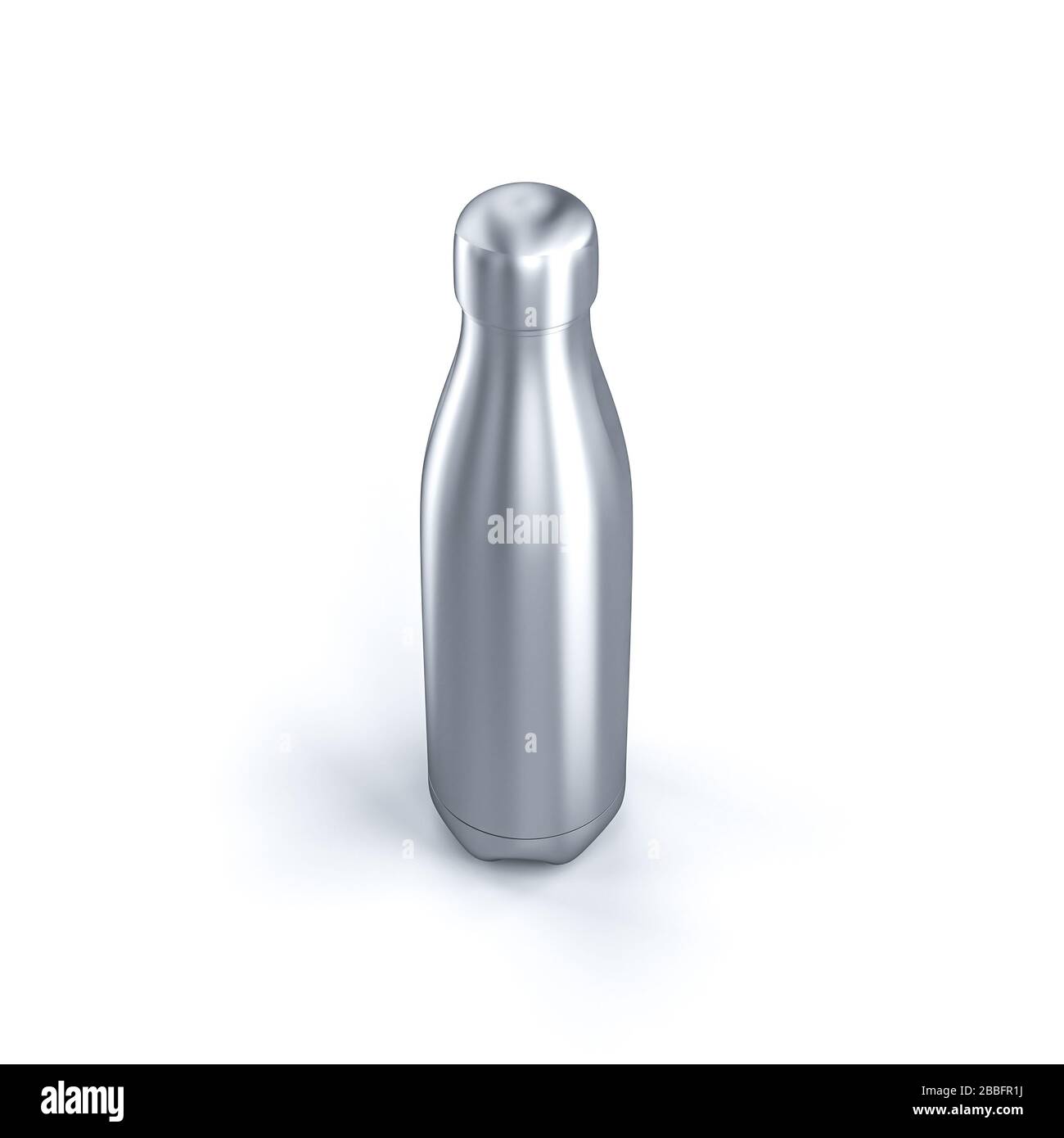 Wiederverwendbare Stahlflasche auf weißem Hintergrund. 3D-Rendering. Stockfoto