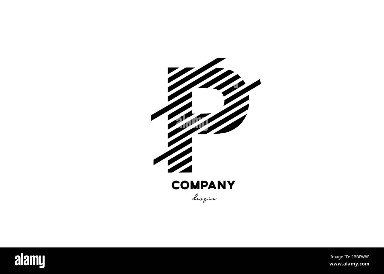 Schwarz-weißes P-Buchstaben-Logo-Symbol für Unternehmen und Unternehmen Stock Vektor