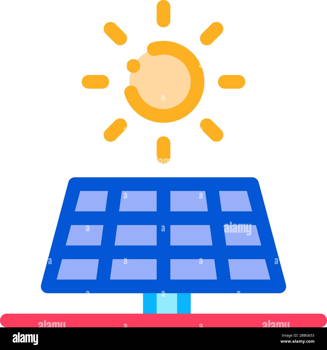 Aktion der Sonne auf dem Batteriesymbol Vektordarstellung Stock Vektor