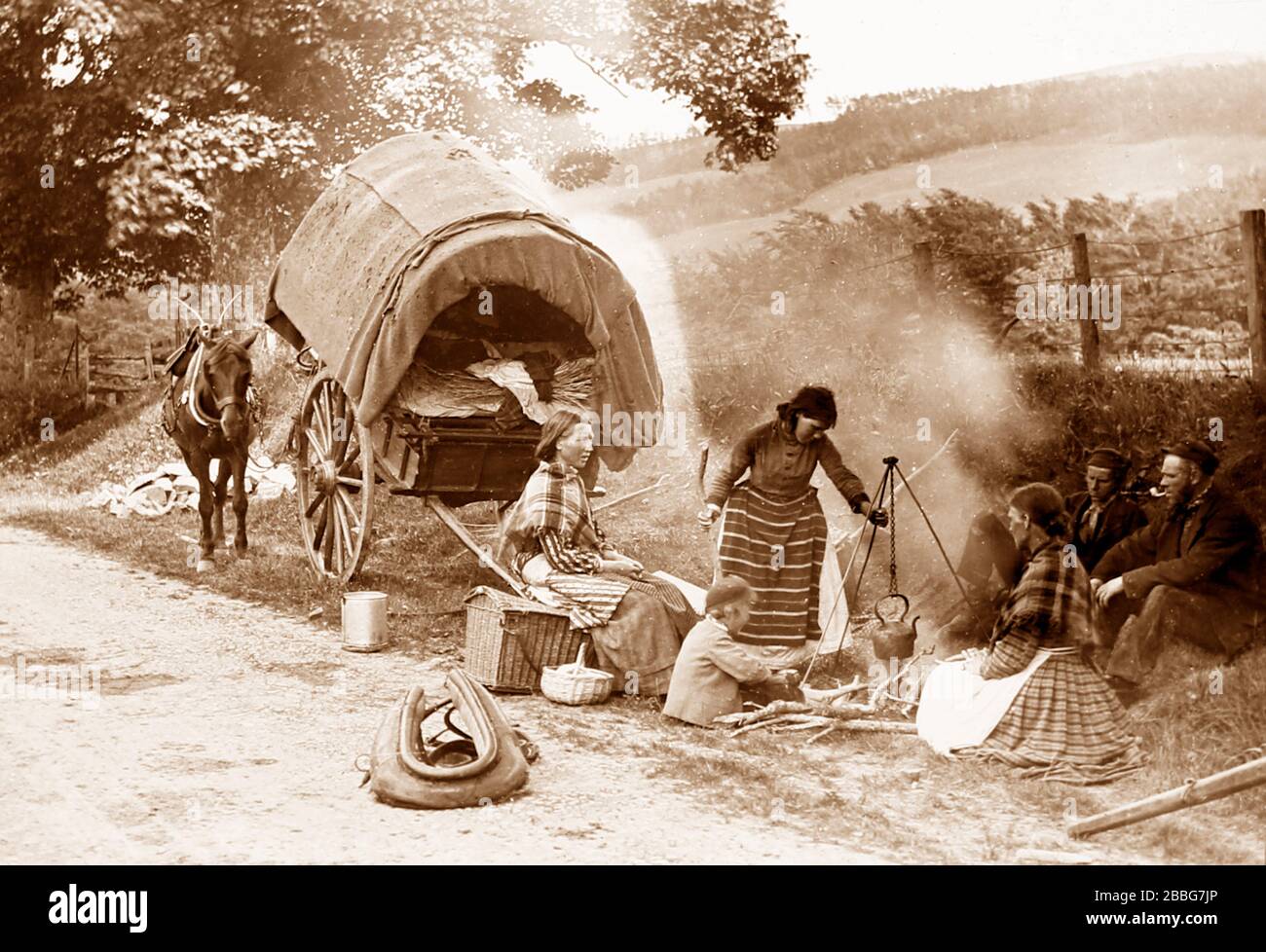 Ein Zigeunerlager, viktorianische Zeit Stockfoto