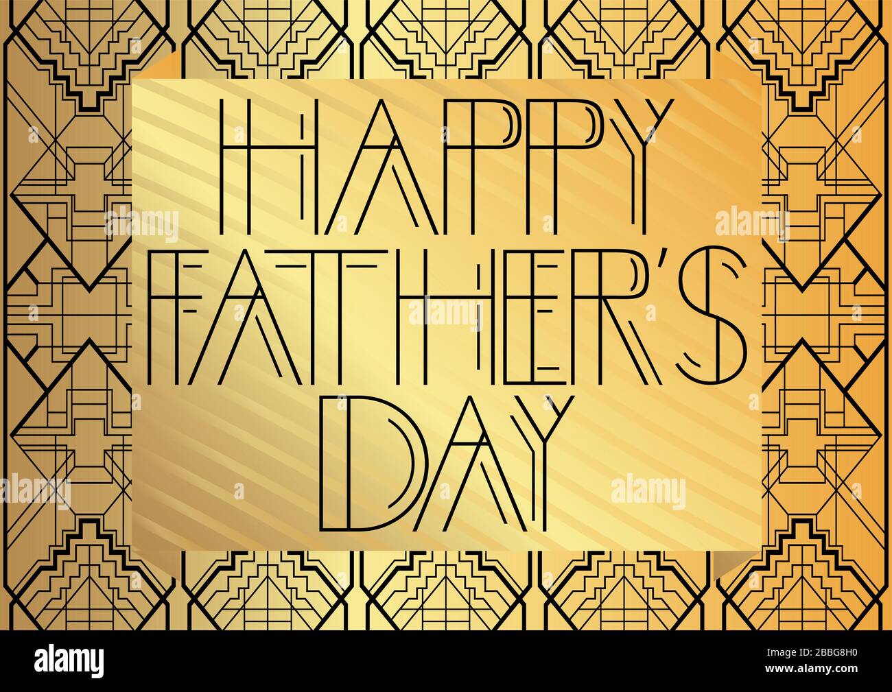 Art Deco Happy Father's Day Text. Dekorative Grußkarte, Schild mit Vintage-Buchstaben. Stock Vektor