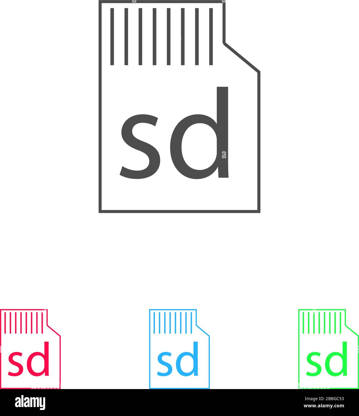 Micro-sd-Kartensymbol flach. Farbpiktogramm auf weißem Hintergrund. Symbol für Vektorgrafiken und Bonussymbole Stock Vektor