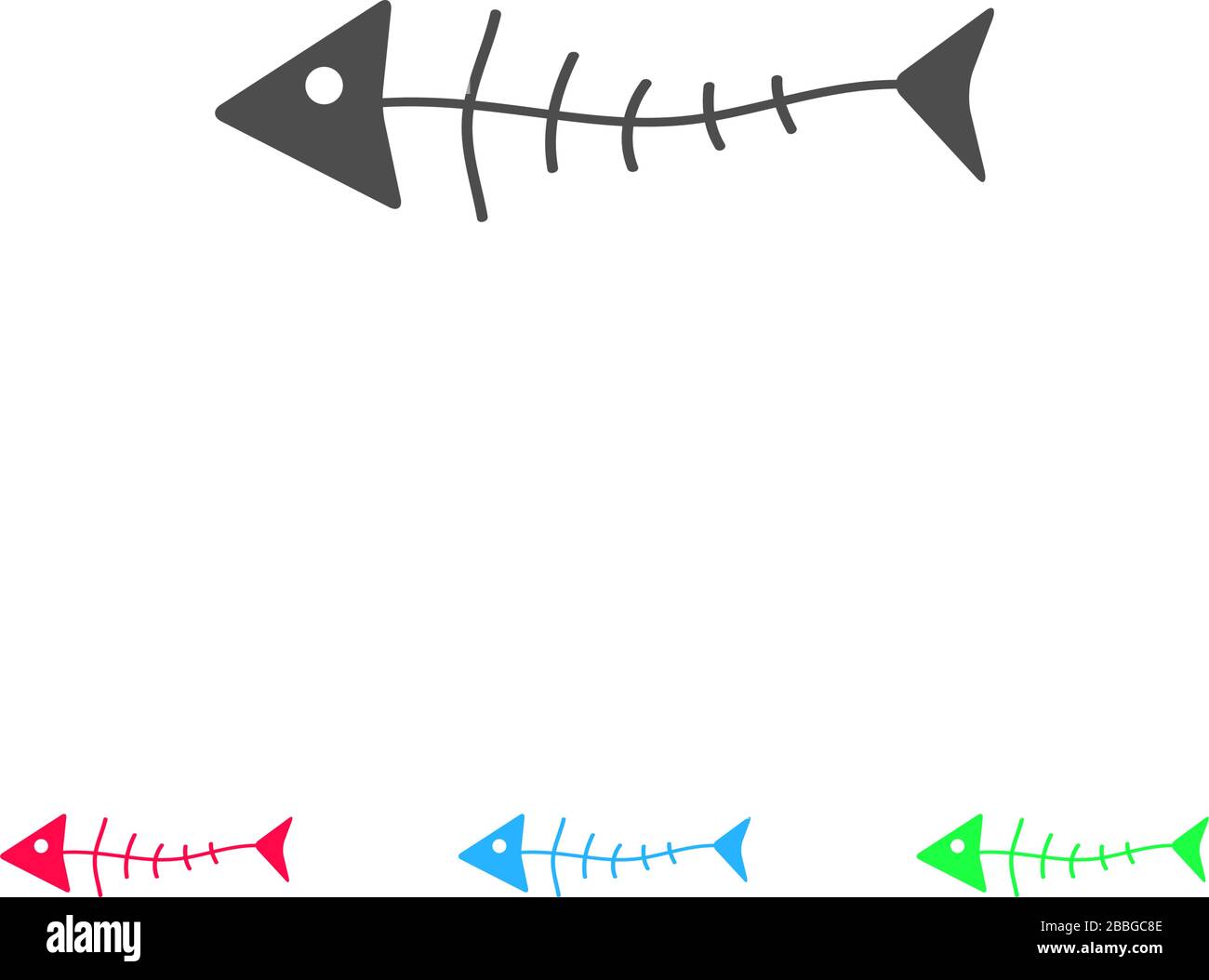 Fischskelettensymbol flach. Farbpiktogramm auf weißem Hintergrund. Symbol für Vektorgrafiken und Bonussymbole Stock Vektor