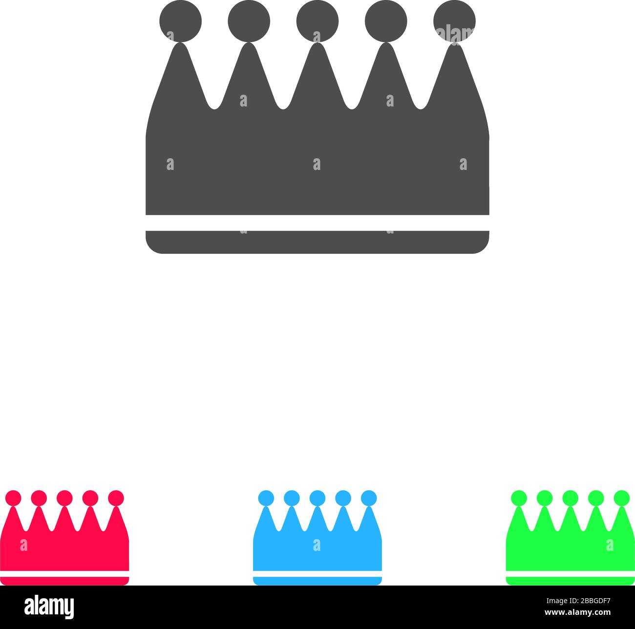 Kronensymbol flach. Farbpiktogramm auf weißem Hintergrund. Symbol für Vektorgrafiken und Bonussymbole Stock Vektor