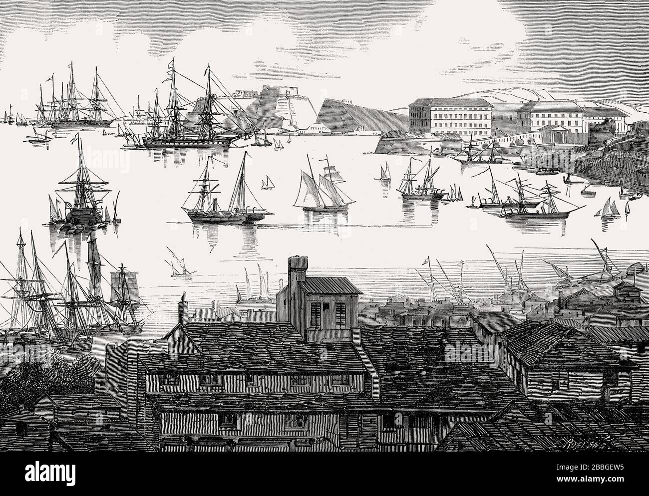 Die Festung von Varignano, Porto Venere, La Spezia, ligurische Küste, Italien, im Jahre 1863 Stockfoto