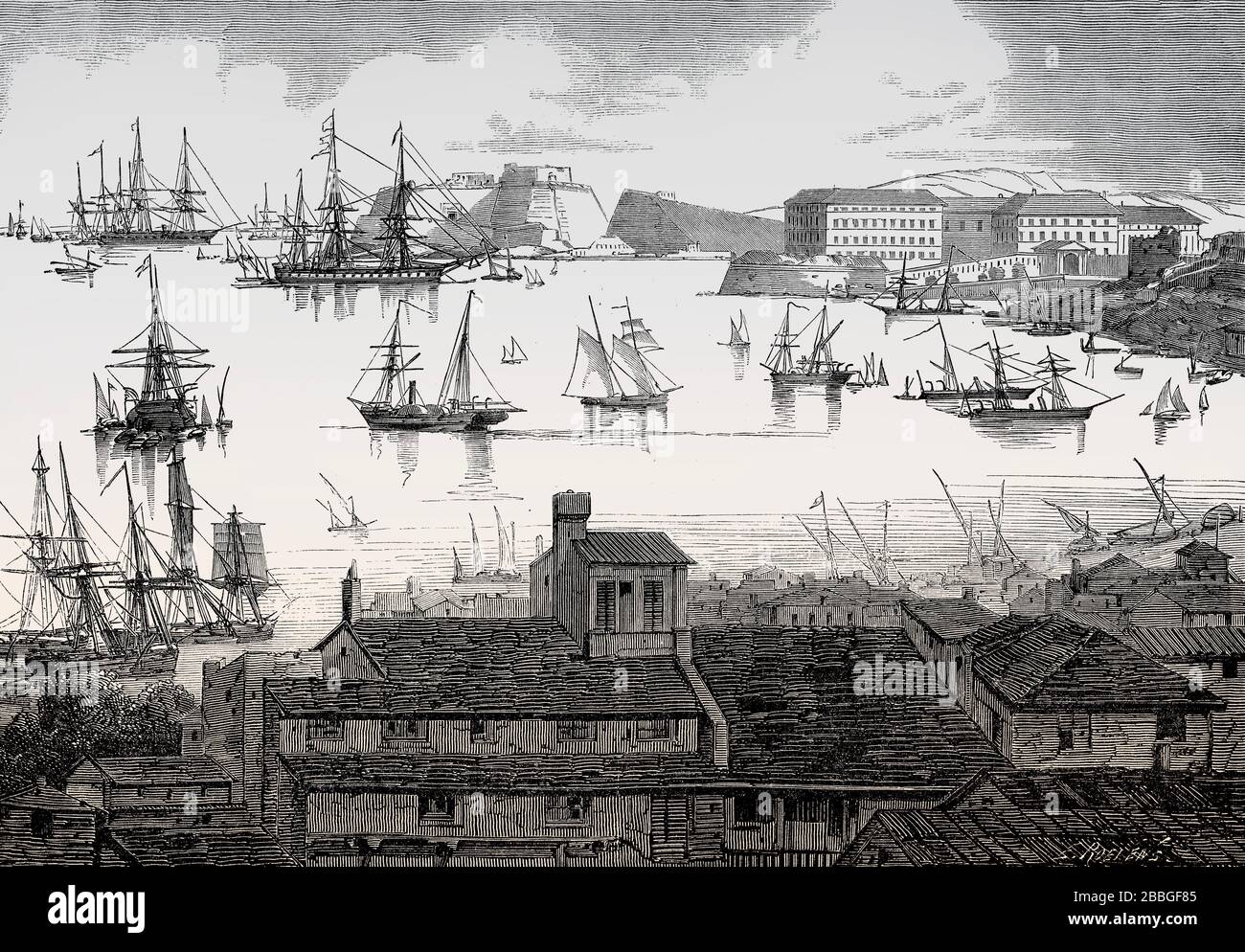 Die Festung von Varignano, Porto Venere, La Spezia, ligurische Küste, Italien, im Jahre 1863 Stockfoto