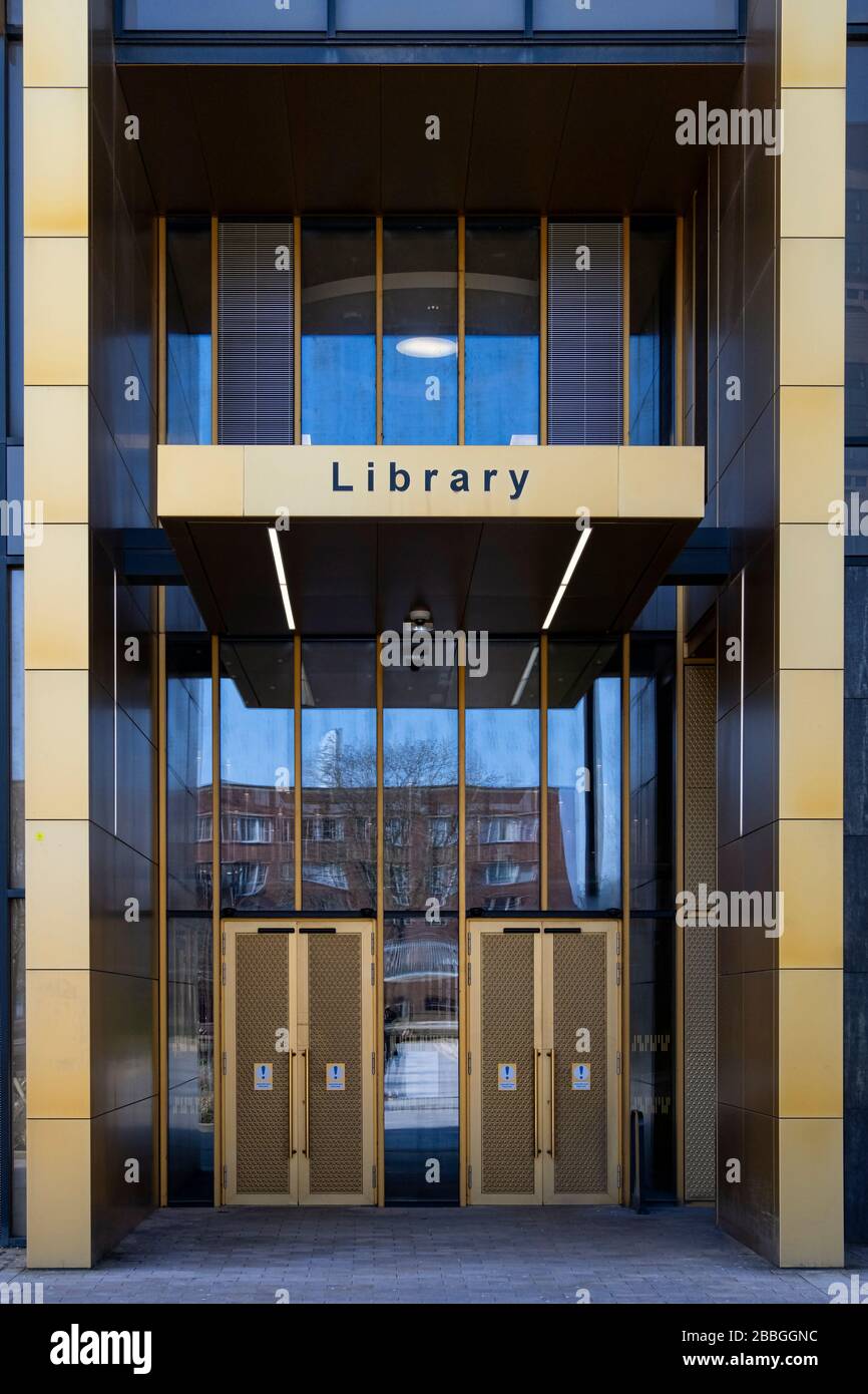 Library Main Entrance, Birmingham University Campus, Birmingham, West Midlands, England, Großbritannien Stockfoto