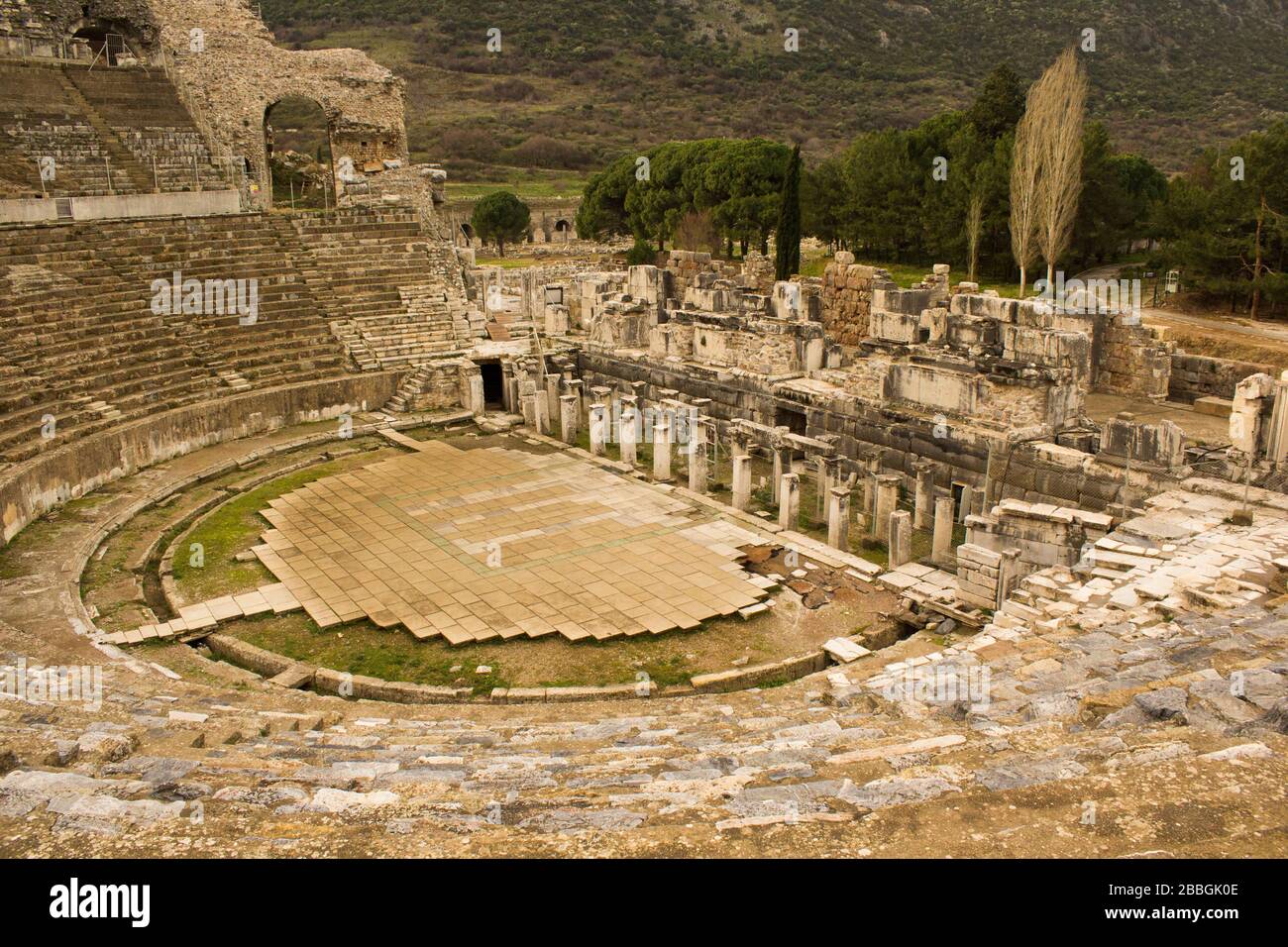 Ephesus ist eines der ältesten Gebiete der Welt. Die Stadt wurde um 10000 von amazonenfrauen geschaffen. Dies ist der Teil von Ephesus, Stockfoto