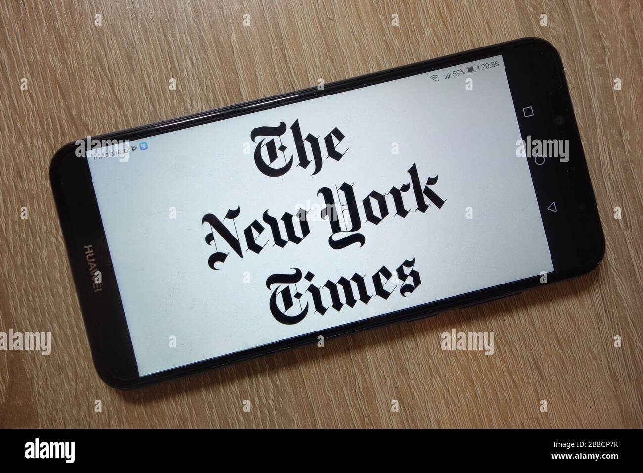 Das Logo der New York Times wird auf dem Smartphone angezeigt Stockfoto