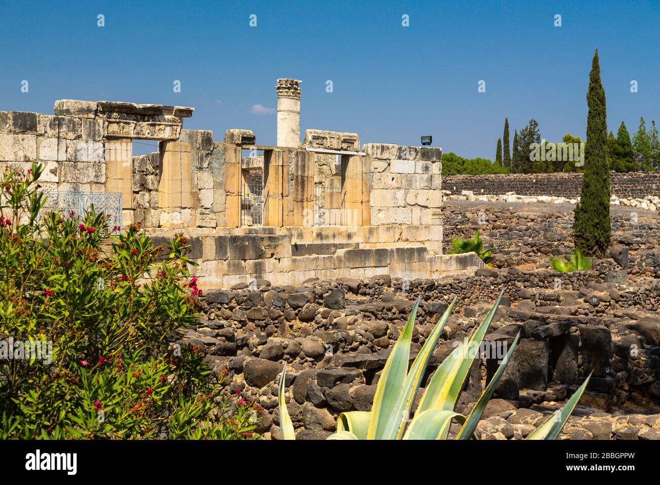 Die biblische Stätte von Kapernaum, Galiläa, Israel, Naher Osten. Stockfoto