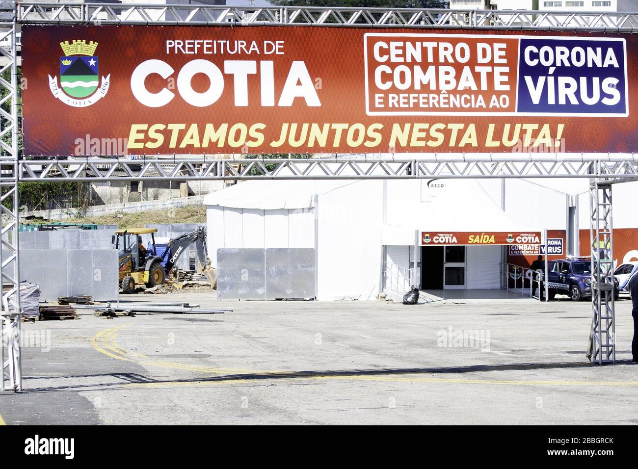Cotia, Sao Paulo, Brasilien. März 2020. (INT) COVID-19: Krankenhaus in Cotia, Sao Paulo. Die Stadt Cotia ist noch im Bau für die Lieferung des Krankenhauses, das für diesen Mittwoch, den 01/04, geplant ist. Die Stadt Cotia hat mehr als 249 Tausend Einwohner und aufgrund der COVID-19-Pandemie beantragte Bürgermeister Rogerio Franco mit rechtlichen Mitteln die Übernahme von 35 Atemschutzmasken für das Coronavirus Combat Center.Credit:Leco Viana/Thenews2 Credit: Leco Viana/TheNEWS2/ZUMA Wire/Alamy Live News Stockfoto