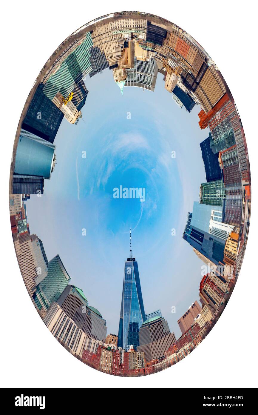 Das Rundpanorama der Skyline von New york liegt isoliert auf Weiß Stockfoto