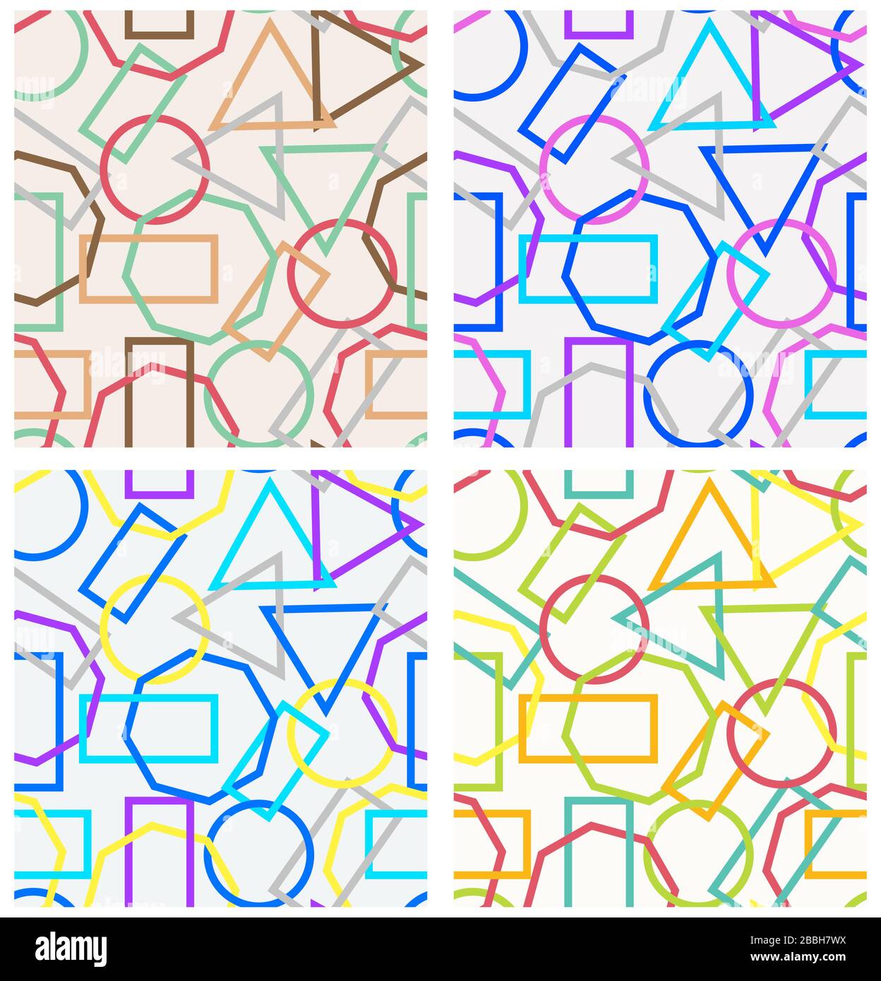 Satz dekorativer abstrakter geometrischer nahtloser Muster. Moderne Vektorhintergründe Stock Vektor