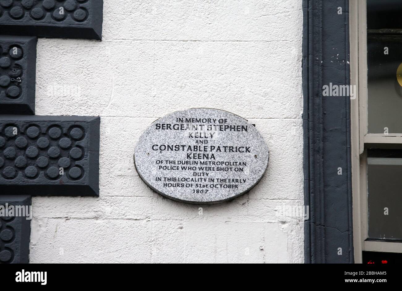 Erinnerungstafel an der Eustace Street in Dublin Stockfoto