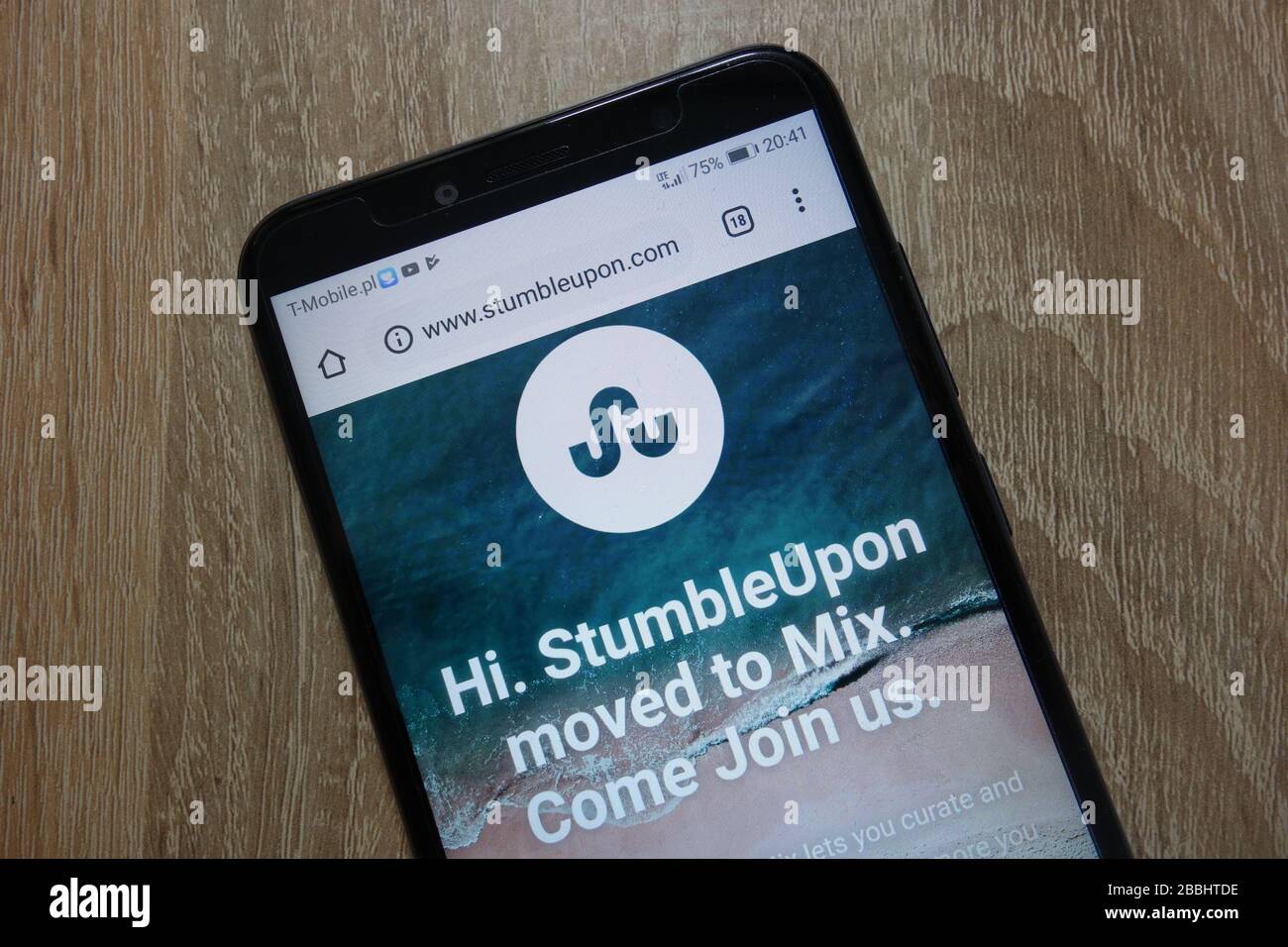 Die StumbleUpon Website (www.stumbleupon.com) wird auf dem Smartphone angezeigt Stockfoto