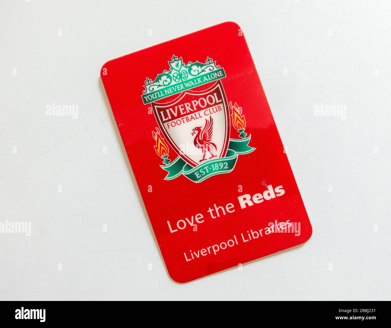 Die Reds Liverpool Library Card ist sehr gut Stockfoto