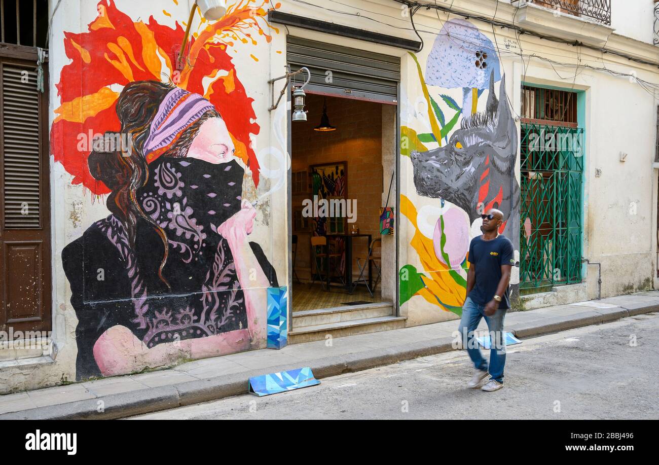 Wandbildkunst, Havanna Vieja, Kuba Stockfoto