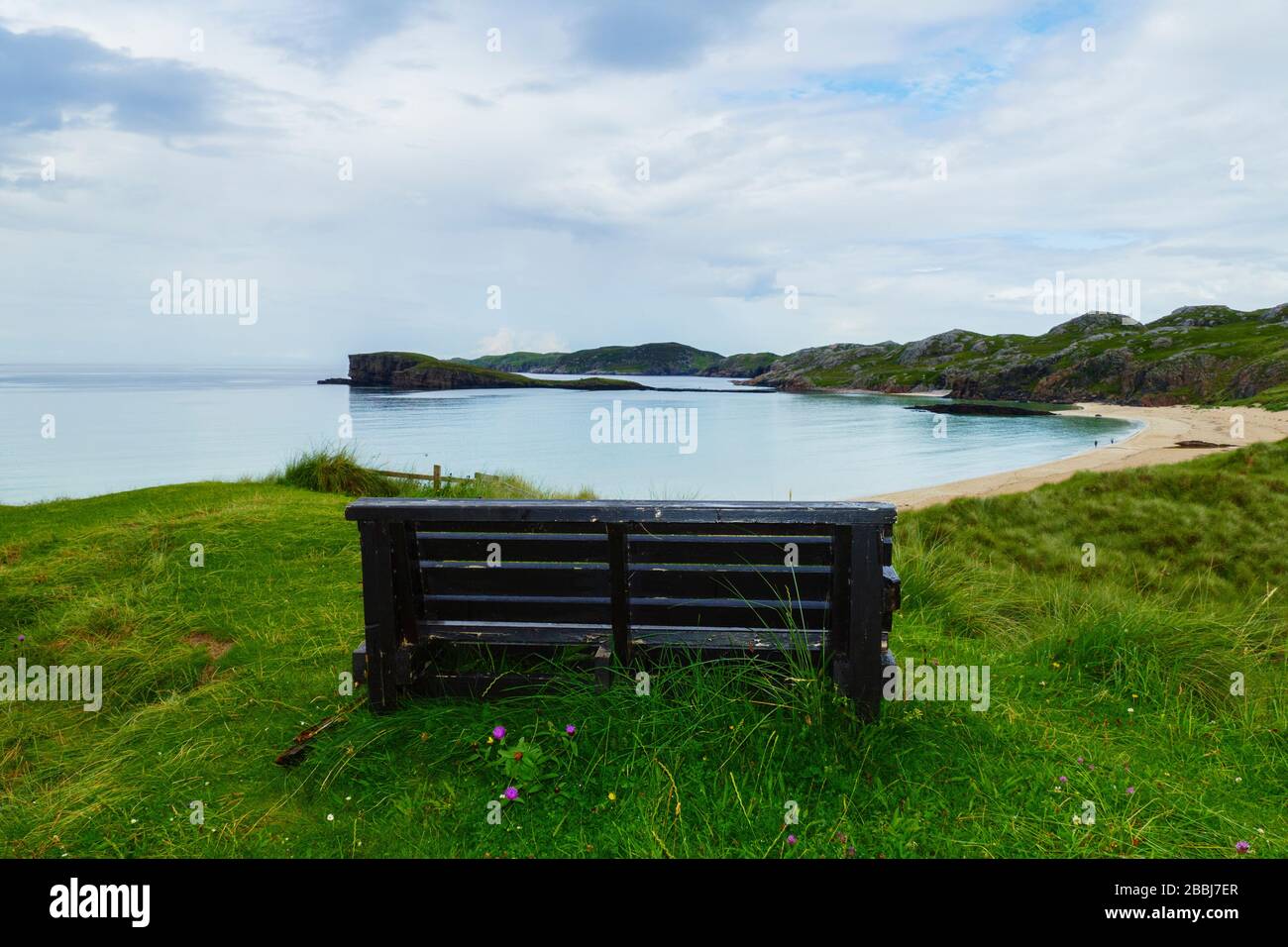 Oldshoremore Bucht, Sandstrand im Nordwesten von Schottland Stockfoto