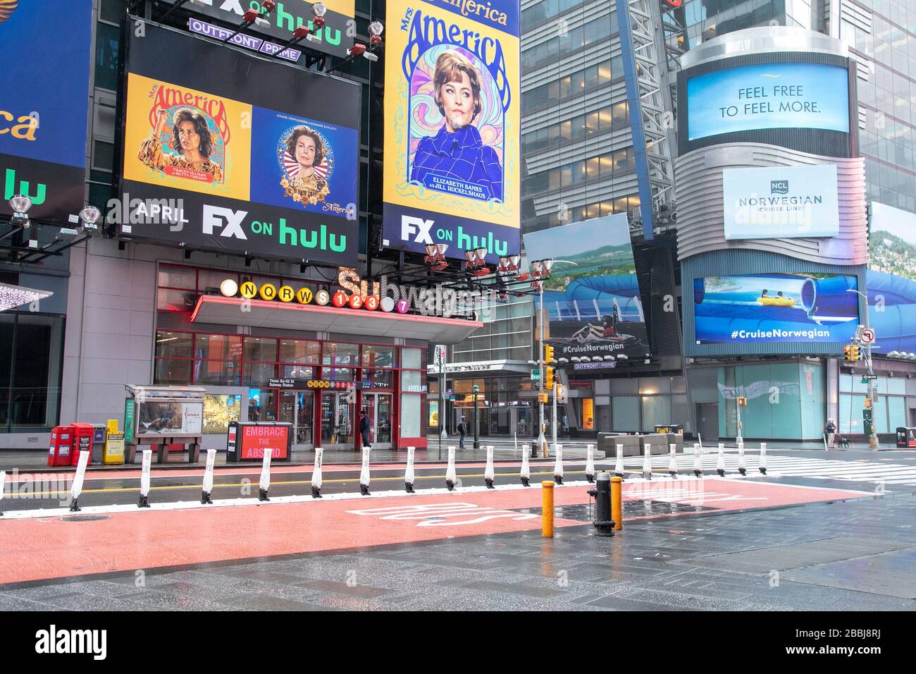 U-Bahn-Eingang Times Square, 42nd Street. Stockfoto