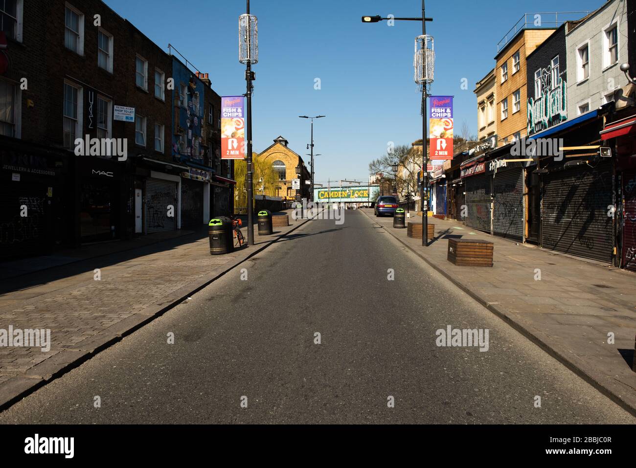 Camden Town, London, verlassen während der Corona Virus Sperrung. Stockfoto Camden Town, London, verlassen während der Corona Virus Sperrung. Stockfoto