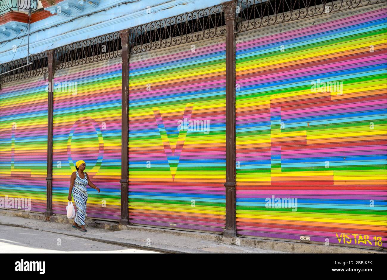 Street Art Wandgemälde, Liebe, in Havanna Vieja, Kuba Stockfoto