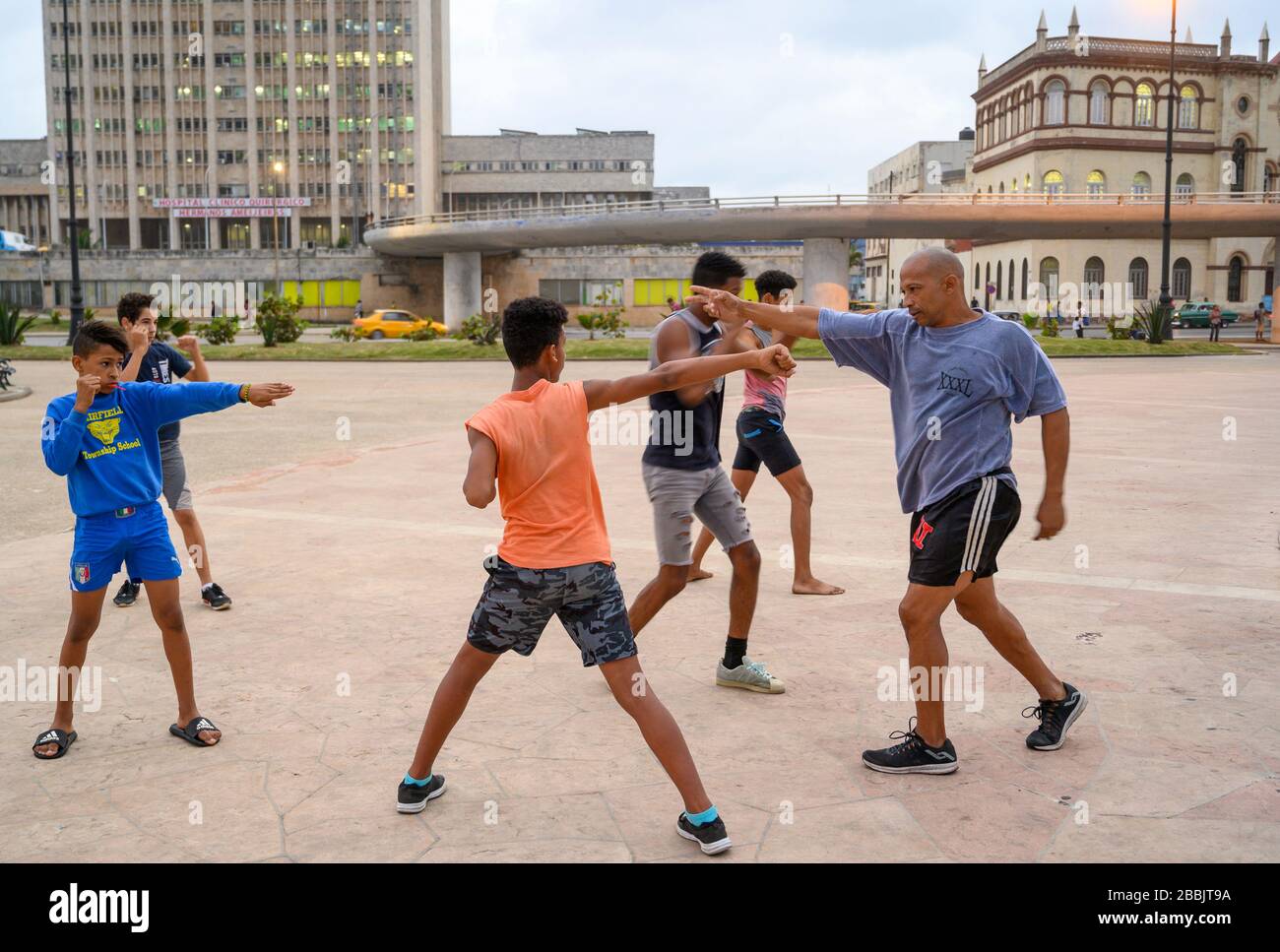 Kampfsporttraining, Parque Antonio Maceo, Havanna, Kuba Stockfoto