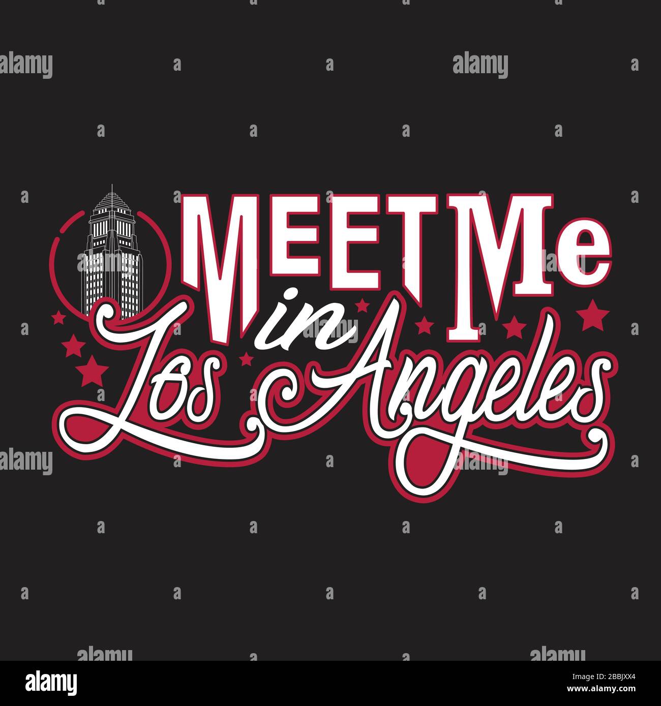 Los Angeles Zitate und Slogan Good for T-Shirt. Ich treffe mich in Los Angeles. Stock Vektor