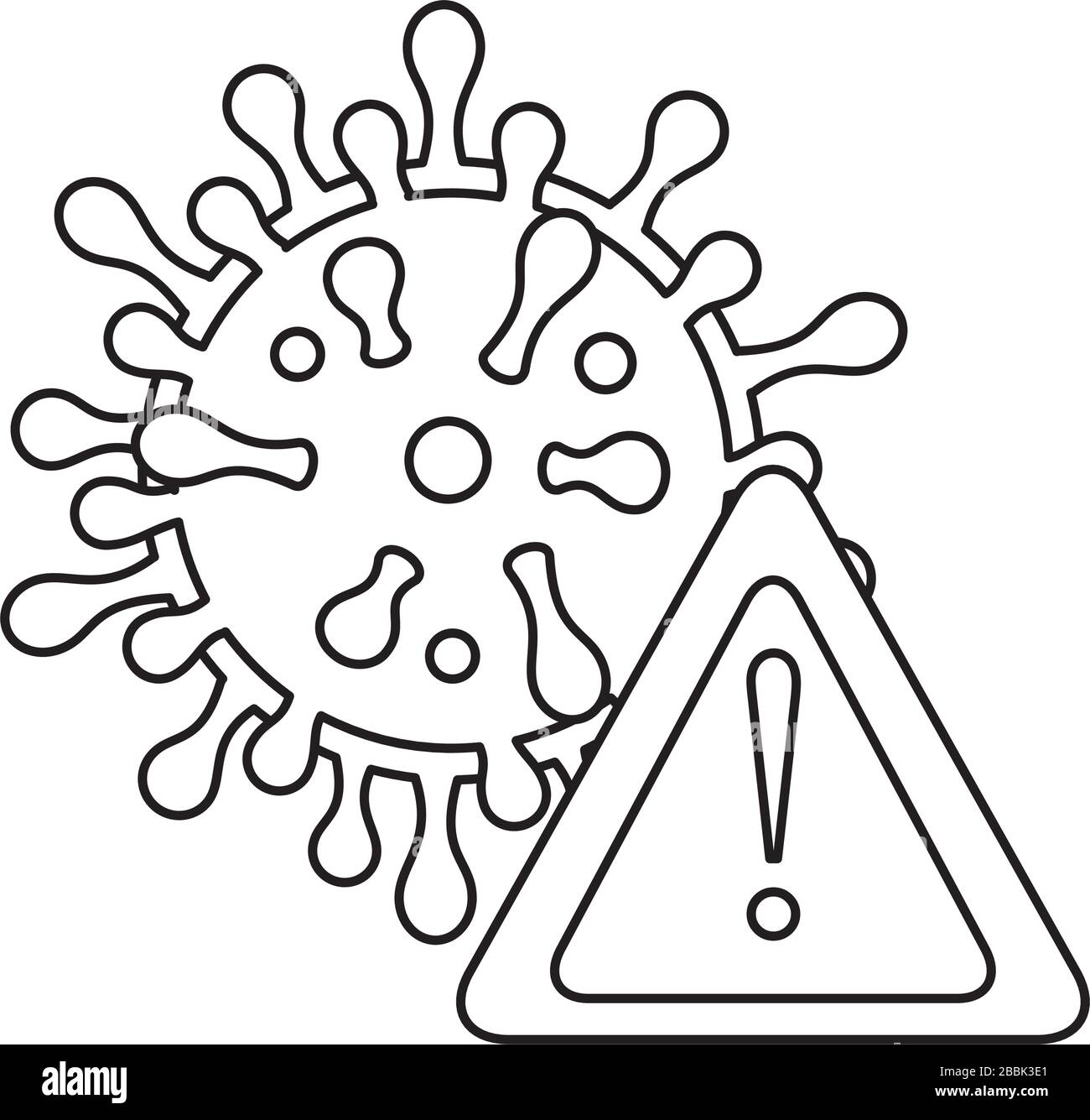 Partikelvirus Kovid 19 mit Alarmsignal Stock Vektor