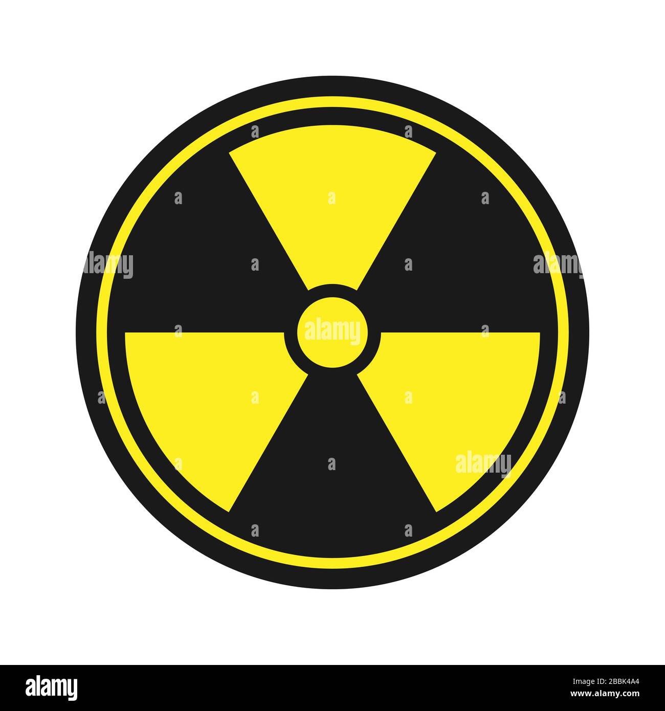 Symbol für Radioaktivität. Radioaktives Material, Gefahr oder Risiko. Einfaches flaches Design, isoliert auf weißem Hintergrund. Abbildung des Lagerbestands Stock Vektor