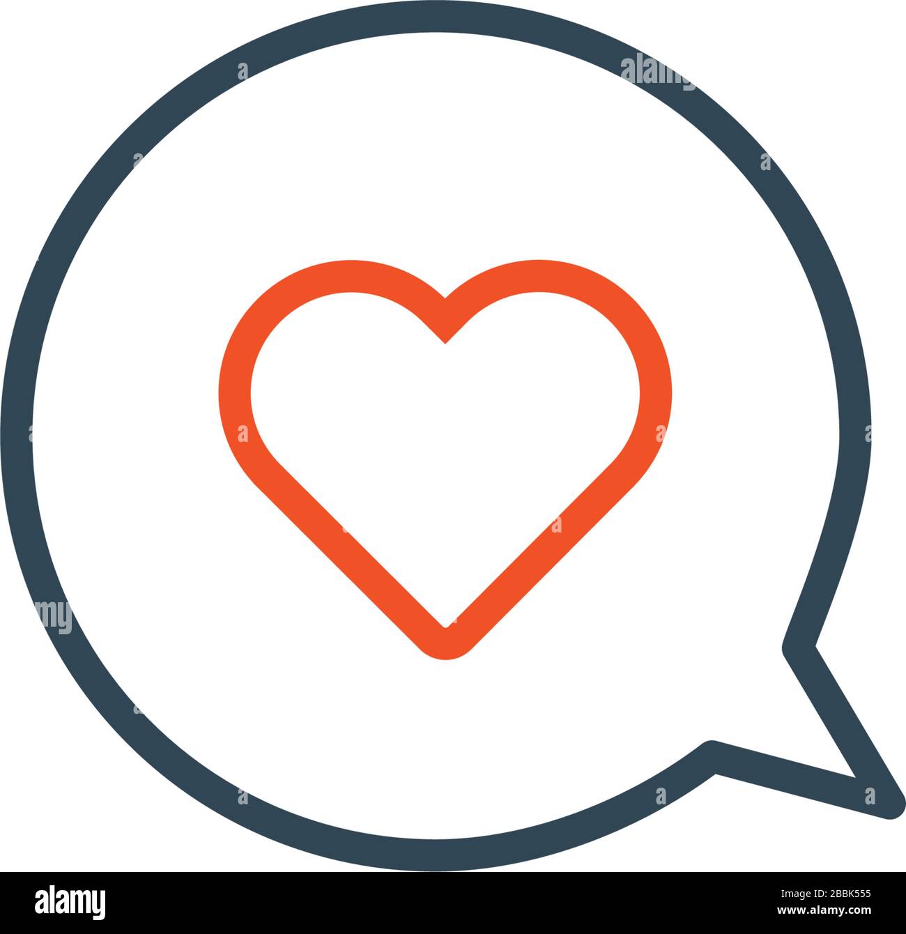 Love Message, lineares Herz in Sprechblase Symbol, gutes Feedback. Darstellung des Stock-Vektors auf weißem Hintergrund isoliert. Stock Vektor