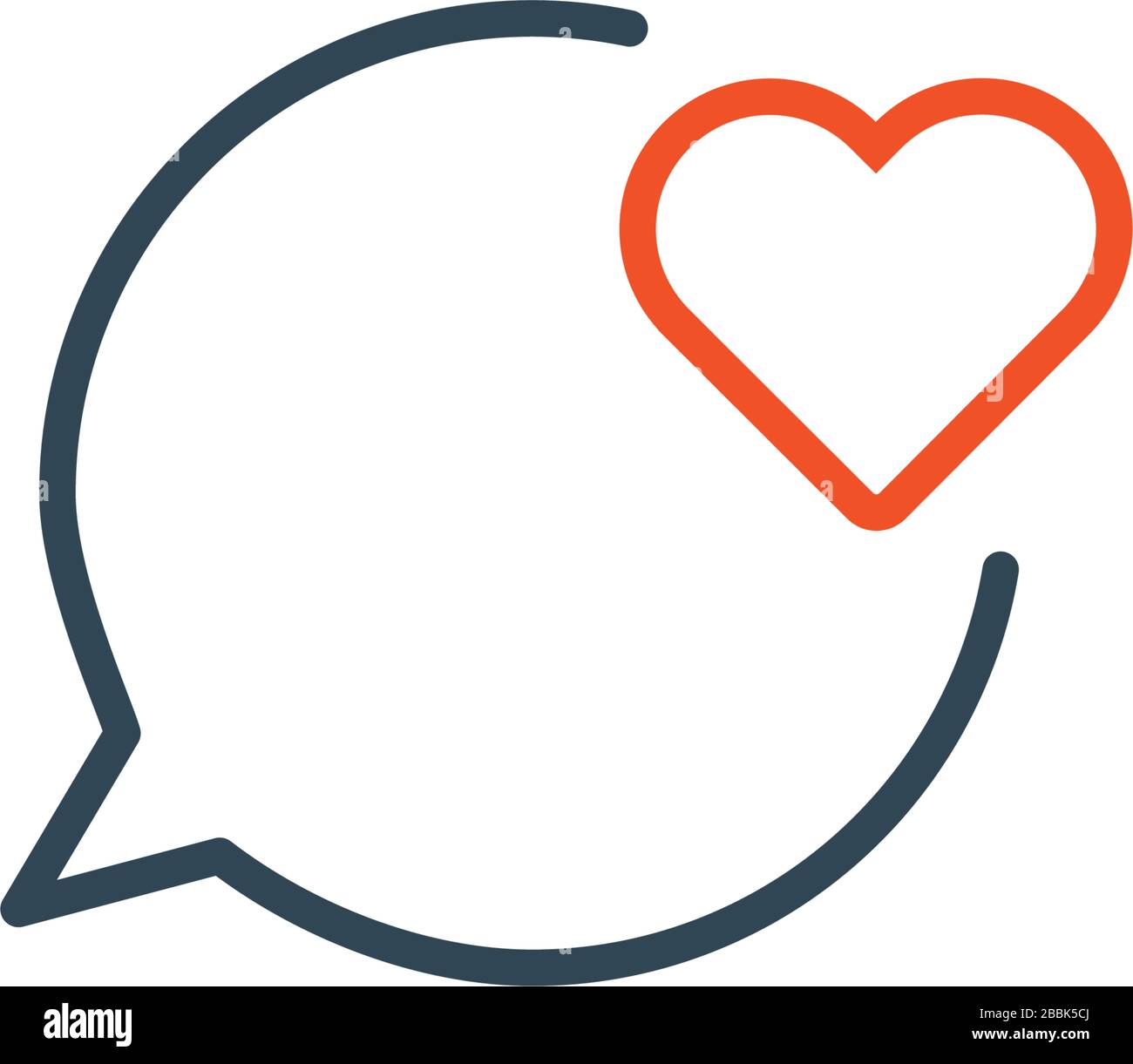 Love Message, lineares Herz in Sprechblase Symbol, gutes Feedback. Darstellung des Stock-Vektors auf weißem Hintergrund isoliert. Stock Vektor