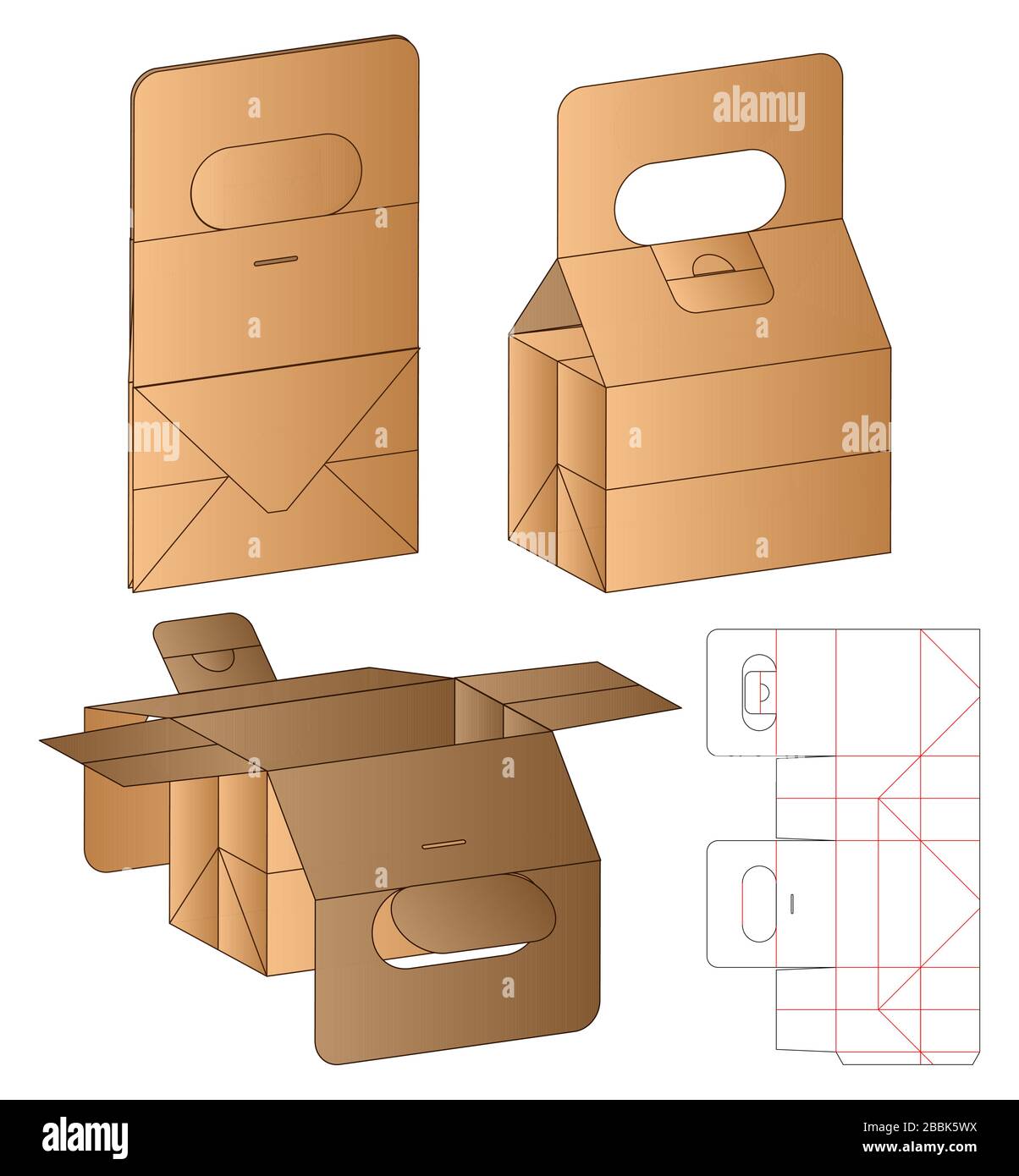 Box Verpackung die cut Template Design. 3d Mock-up Stock Vektor