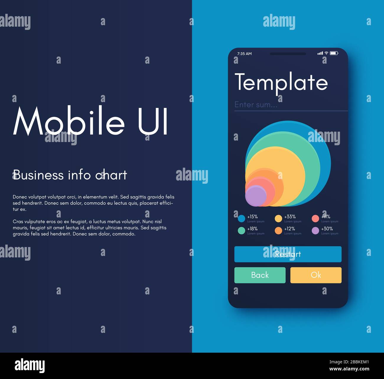 Infografieschnittstelle für mobile Anwendungen. UI-Design, Vektorgrafiken. Infografiken für Web- und Mobilanwendungen Stock Vektor