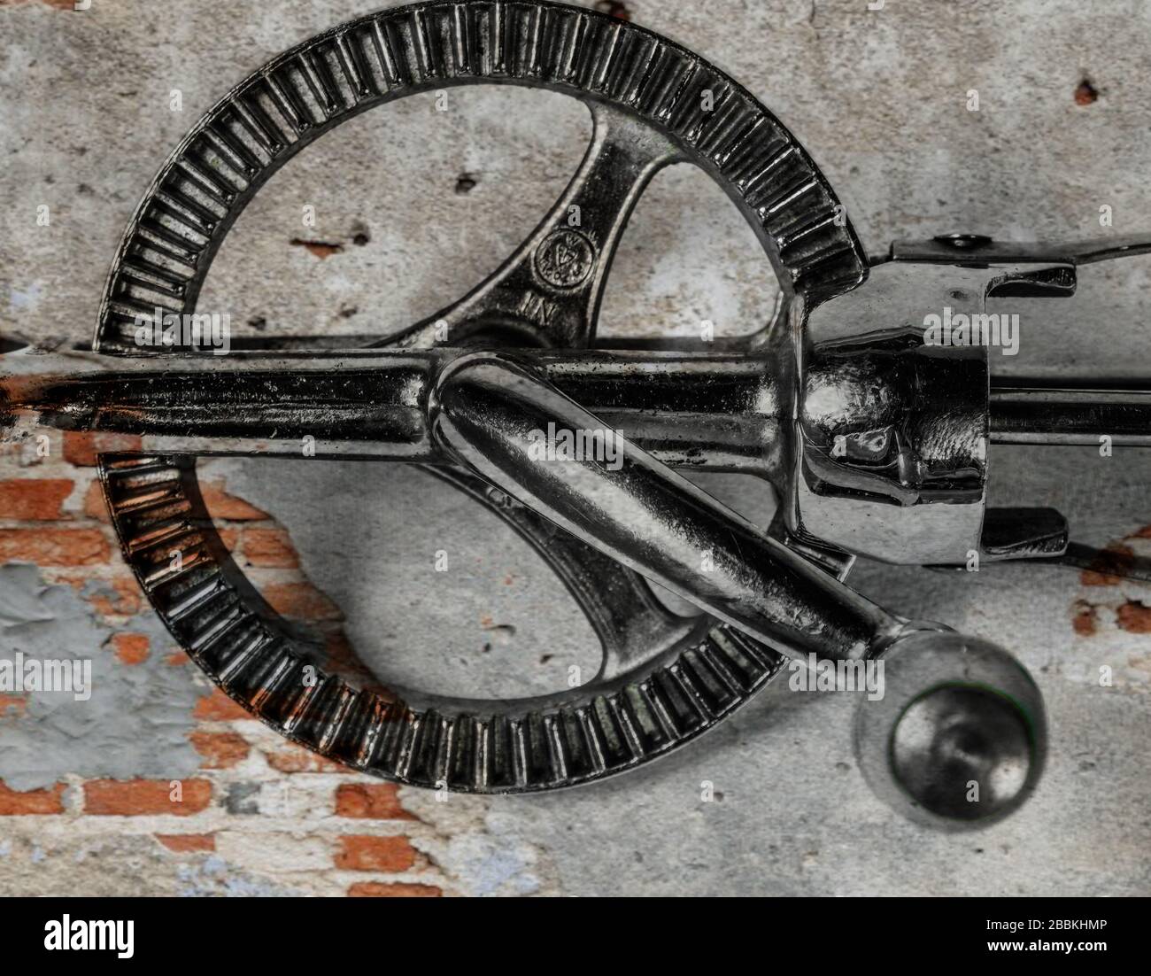 Ein abstraktes Bild einer Vintage-Food-Hand mit digitalem Kunsthintergrund. Teil 2 einer Serie von drei Bildern. Stockfoto