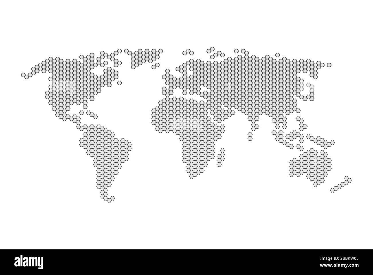 Graue Weltkarte mit sechseckigen Vektorgrafiken flaches Design. Stock Vektor