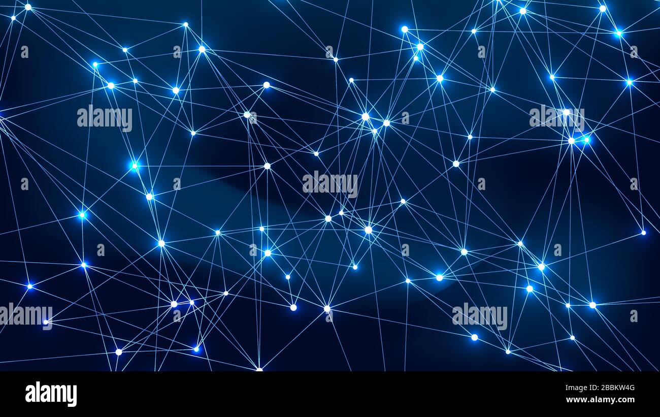 Globales Netzwerk Verbindung Konzept. Grosse Daten Visualisierung. Soziales Netzwerk Kommunikation in der globalen Computernetze. Internet Technologie. Geschäft Stock Vektor