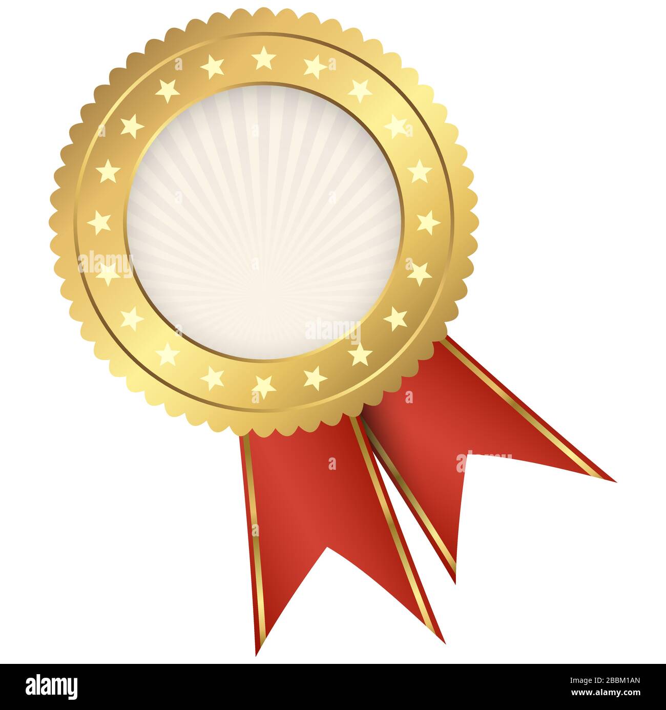 Goldene Dichtung der Qualitätsvorlage mit roten Bändern Stock Vektor