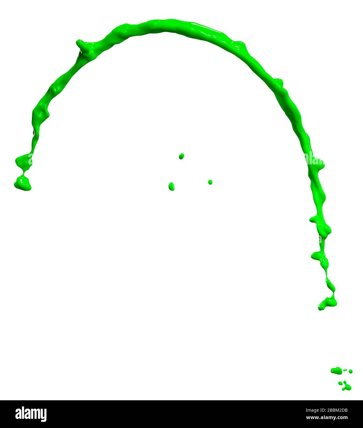 Grandioses grünes Farbenspritzen isoliert auf weißem Hintergrund Stockfoto