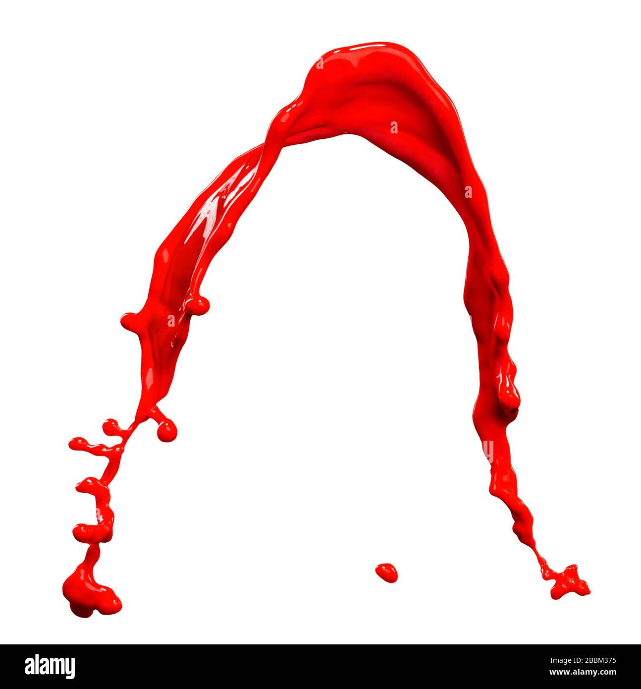Grandioses rotes Farbenspritzen isoliert auf weißem Hintergrund Stockfoto