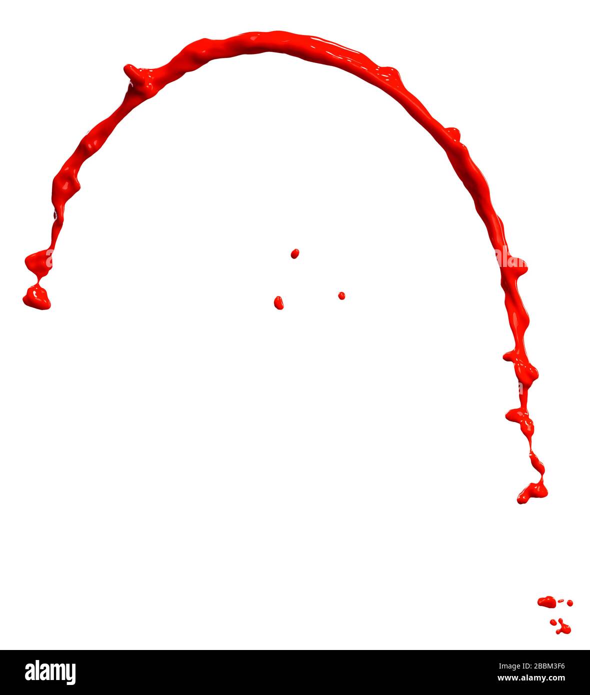 Grandioses rotes Farbenspritzen isoliert auf weißem Hintergrund Stockfoto