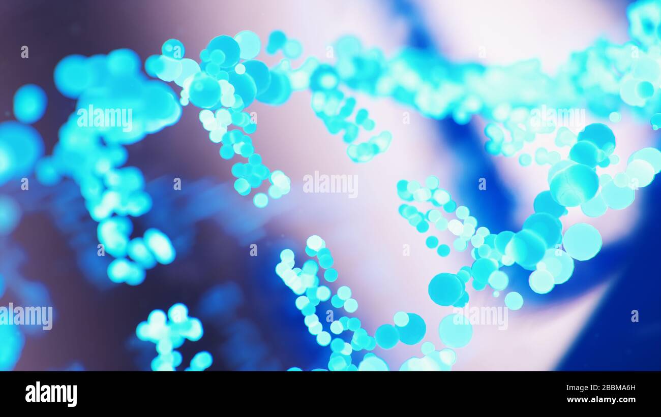 3D-Abbildung DNA-Molekül, seine Struktur. Konzept des menschlichen Genoms. DNA-Molekül mit modifizierten Genen. Konzeptionelle Abbildung eines dna-Moleküls im Inneren Stockfoto