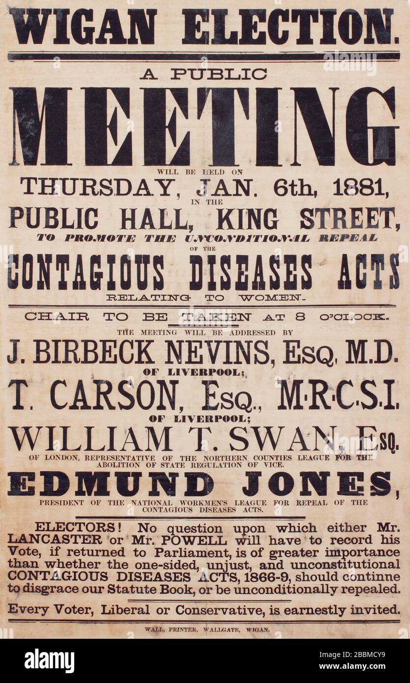 Plakat oder Plakat von der Wigan Election 1881. Stockfoto