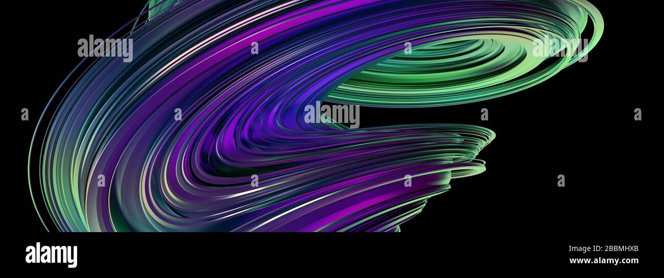 Abstraktes 3D-Rendering, verdrehte Form, moderne Illustration, Hintergrunddesign Stockfoto