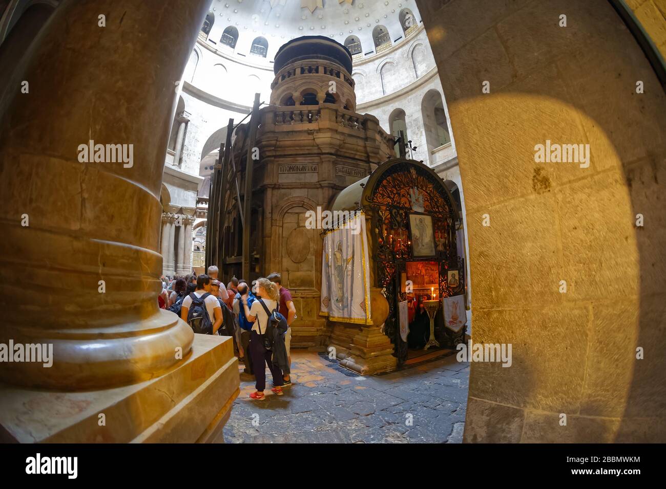 Grabeskirche in Jerusalem Fischauge Linse Shot Stockfoto