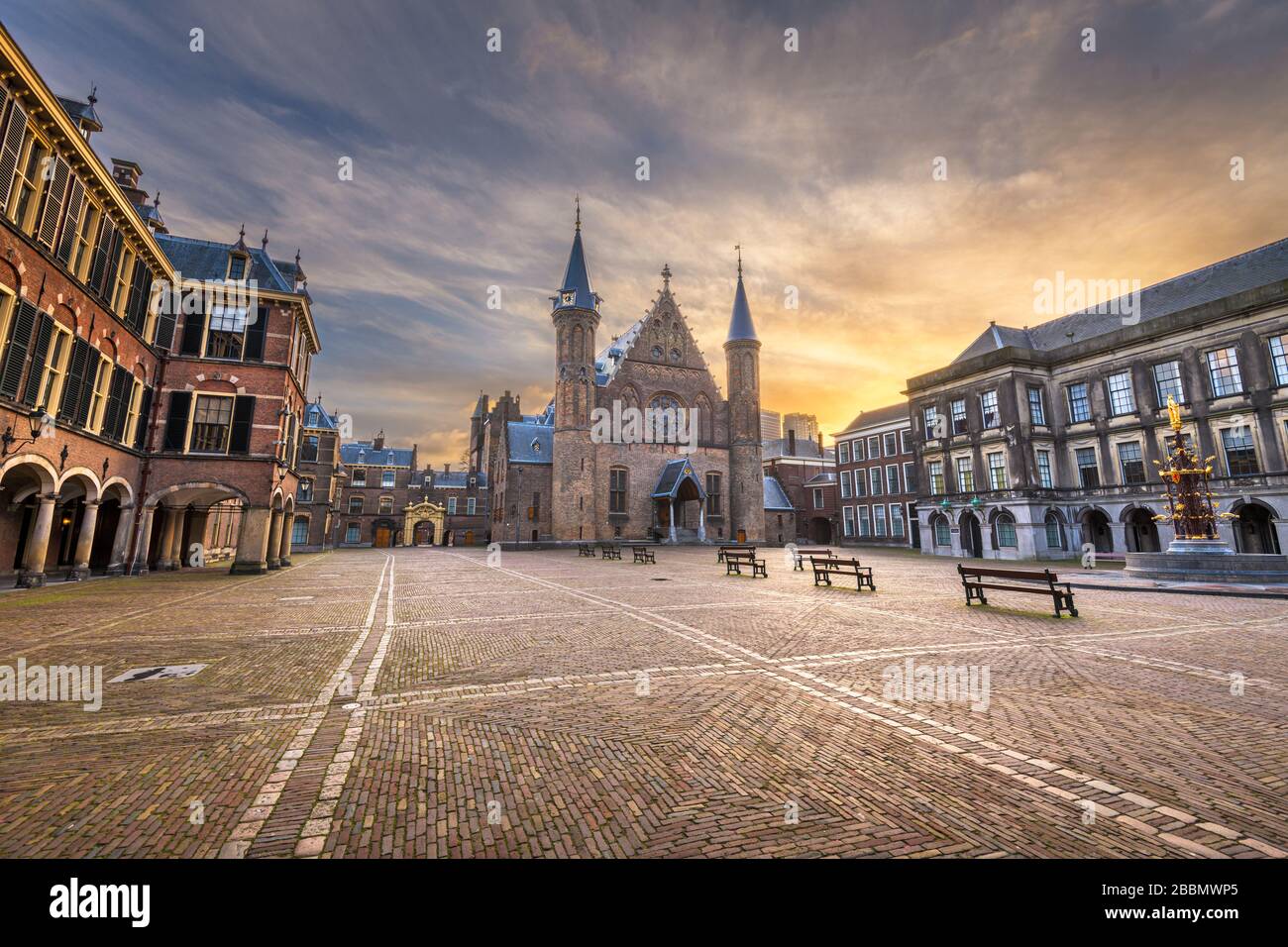 Den Haag, Niederlande, in der Morningzeit am Ridderzaal. Stockfoto