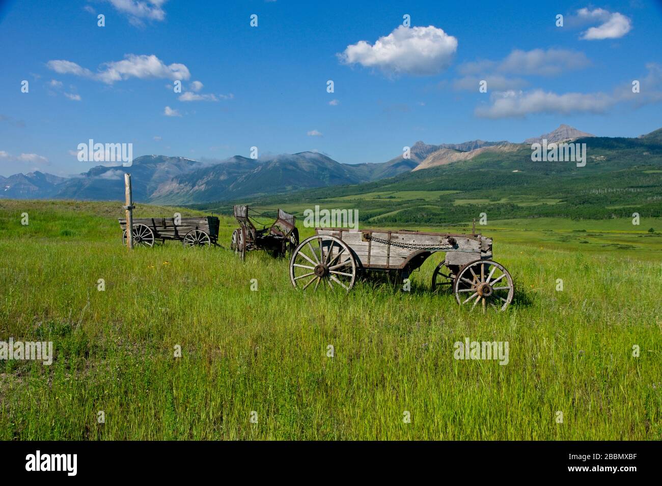 Alte Wagen im Süden Albertas in Kanada Stockfoto