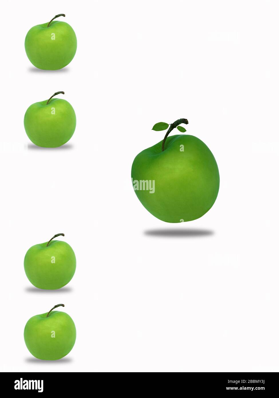 Grüne Äpfel Nahaufnahme vertikalen Hintergrund gewählt Konzept Stockfoto