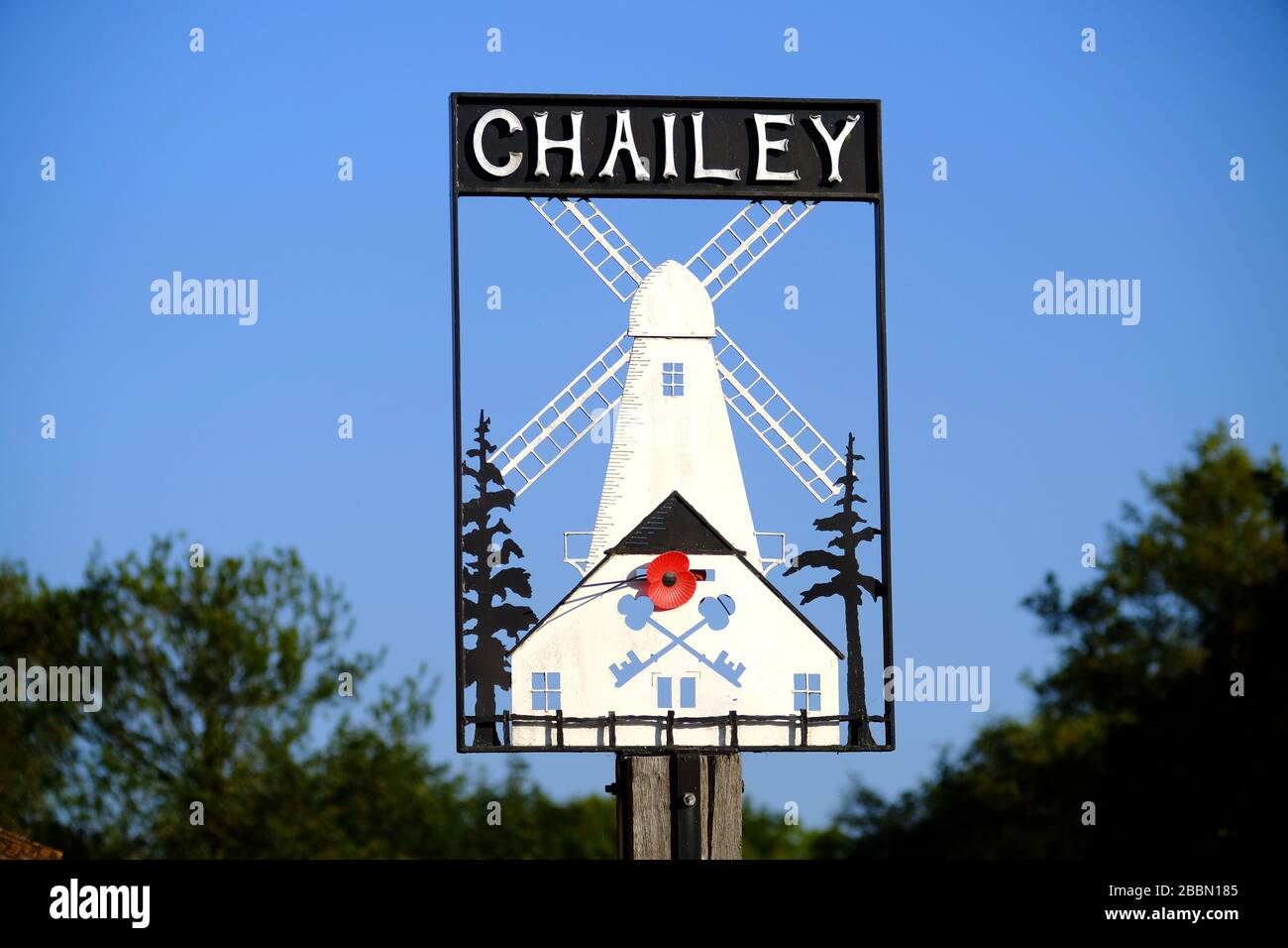 Ortsschild von Chailey, East Sussex, Großbritannien Stockfoto