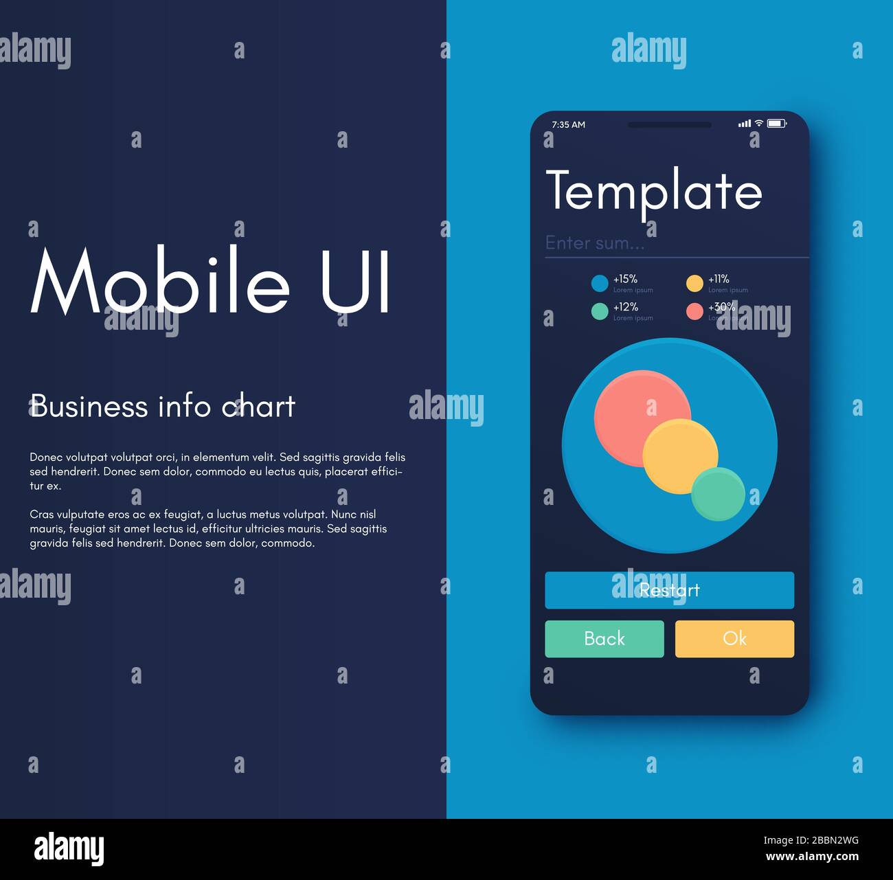 Infografieschnittstelle für mobile Anwendungen. UI-Design, Vektorgrafiken. Infografiken für Web- und Mobilanwendungen Stock Vektor